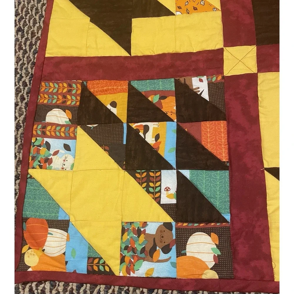Handmade Bear Paw Quilt Blanket Quilted Autumn Fall Peanuts Snoopy 39